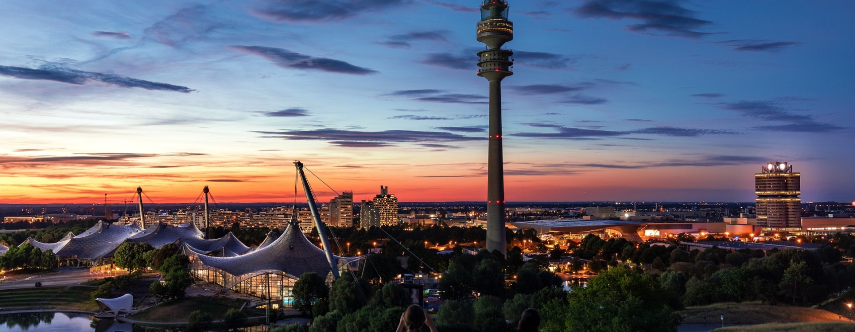 Olympiastadion bei Sonnenuntergang beim Filmfest München