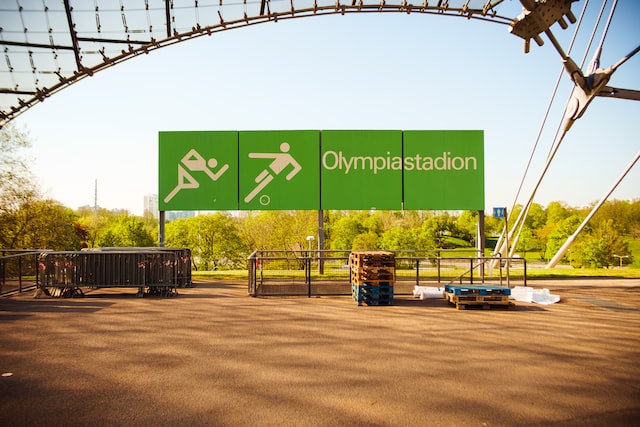 Olympiastadion sign inside the stadium, Munich